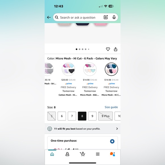 NEW 6 pack size 8 XL hi cut fruit of the loom women’s panties breathable cool - Picture 11 of 11